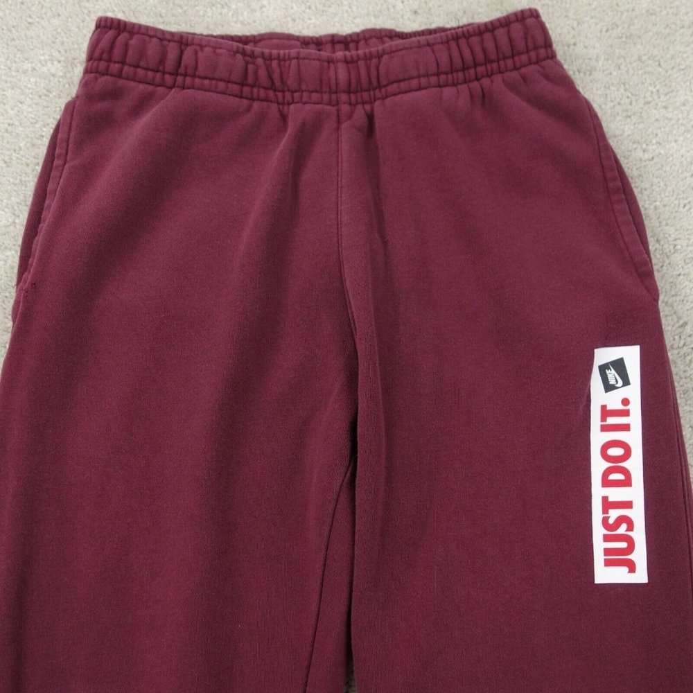 Nike Sportswear Joggers Womens XS Red Stretch Elastic Waist Just Do It Fleece - Picture 2 of 12